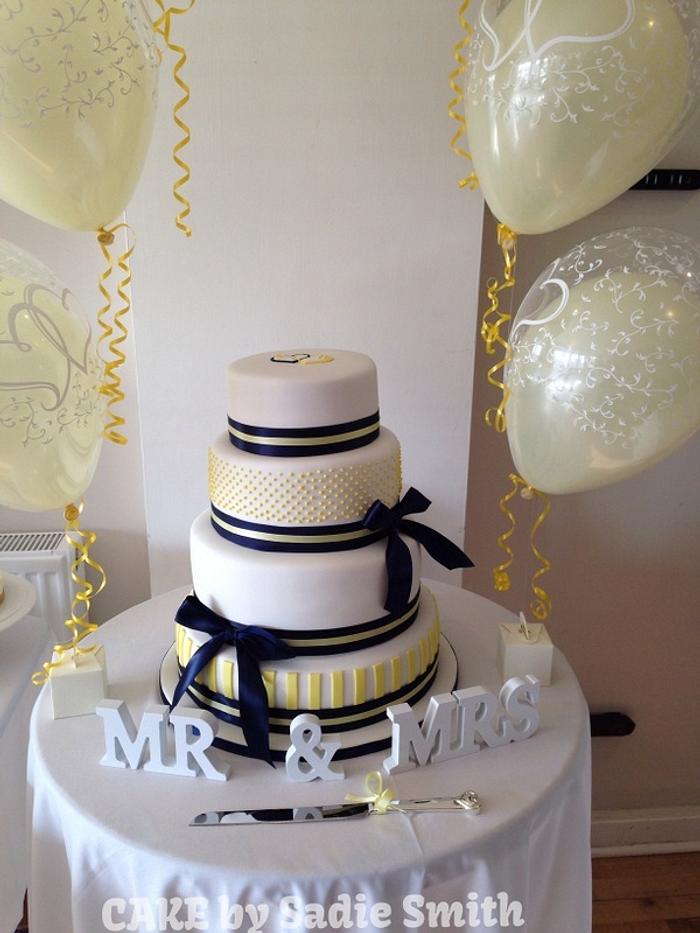 Navy & Yellow Wedding Cake