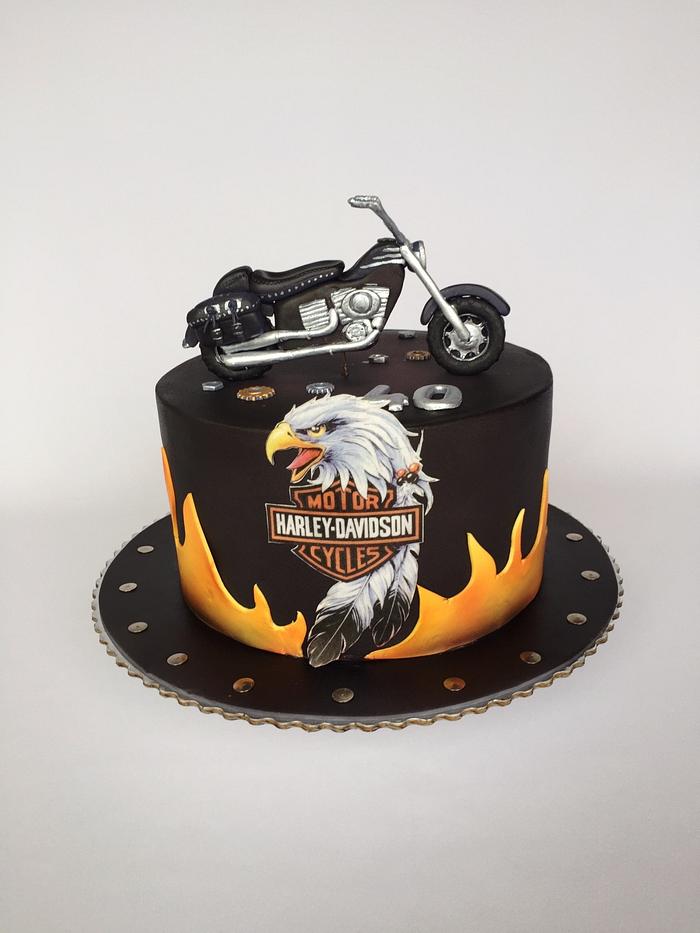 Harley Davidson Motorcycle Cake | Cake designs birthday, Motorcycle cake,  Harley davidson cake