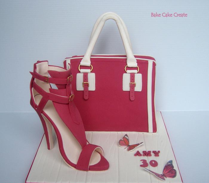 Handbag cake & sugar shoe