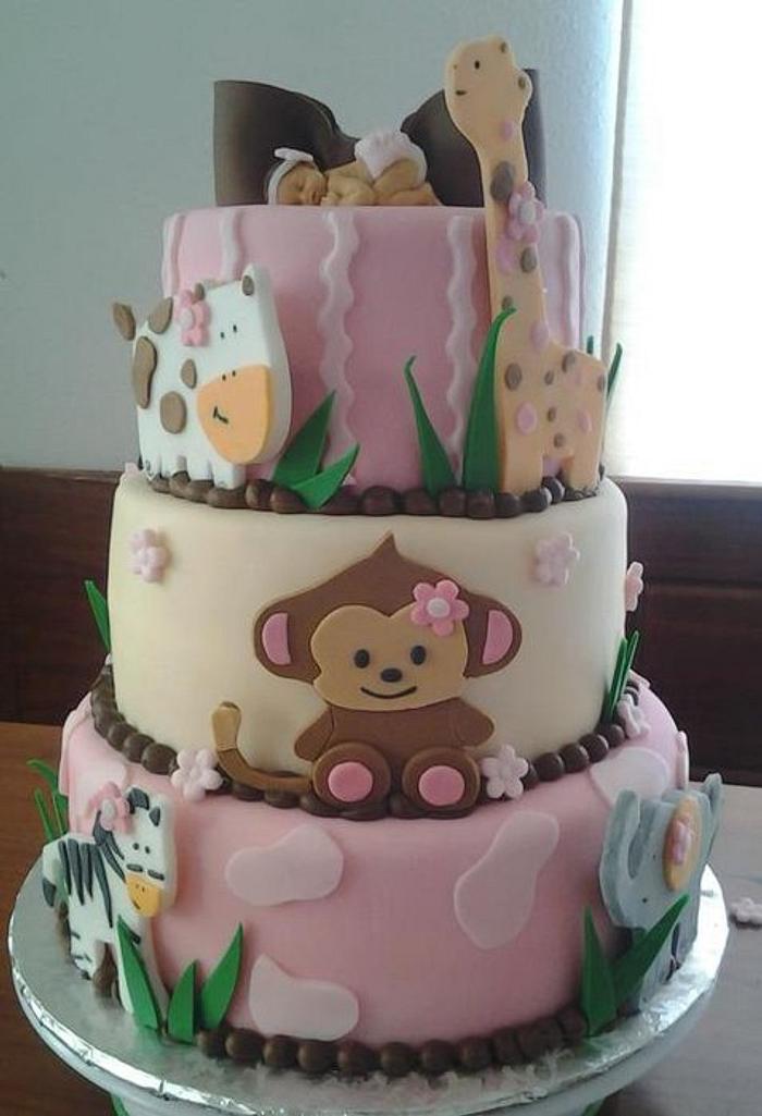 Baby animal shower cake