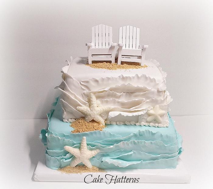Teal Waves - Decorated Cake by Donna Tokazowski- Cake - CakesDecor