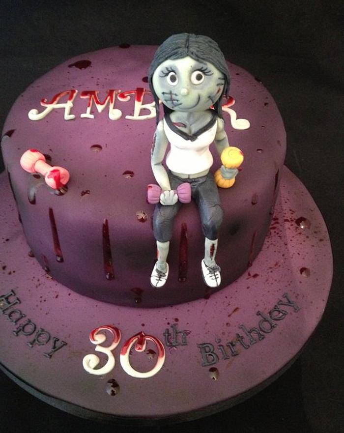 Zombie workout girl birthday cake