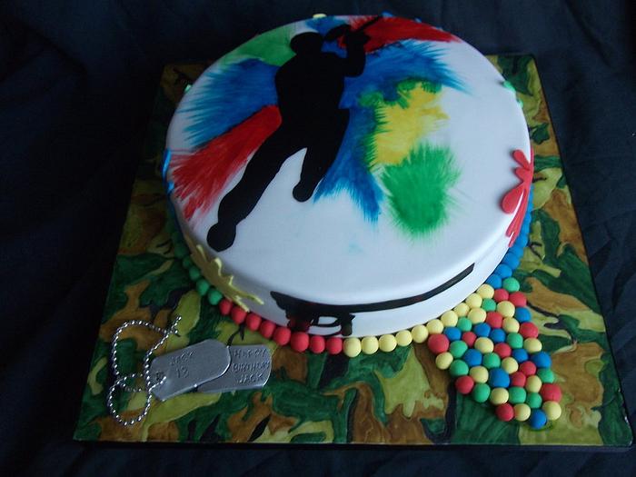 Paintballing inspired cake