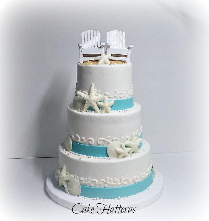 Beach Wedding Cake Teal And White