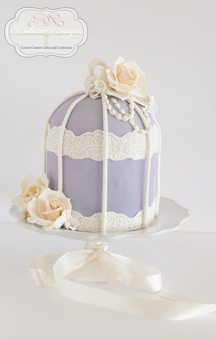 Lavender Mother's Day Birdcage Cake
