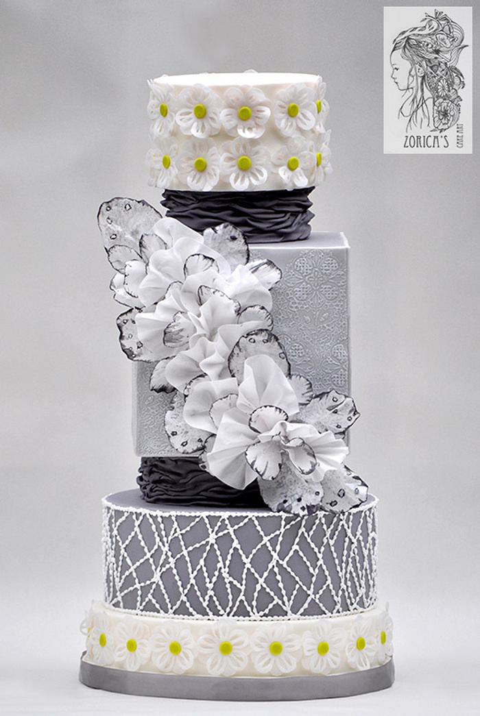 Lace inspired wedding cake