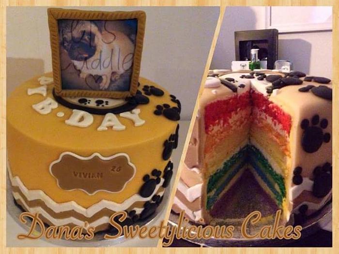Rainbow doggy cake