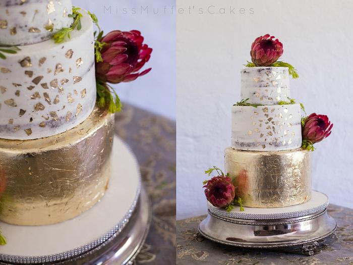 Gold Leaf Glam Wedding Cake