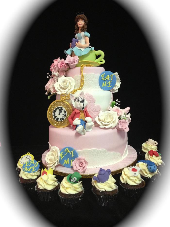 Down The Rabbit Hole Cupcakes.... Wonderland Cake by Donna's Sweets & Events Athens Greece