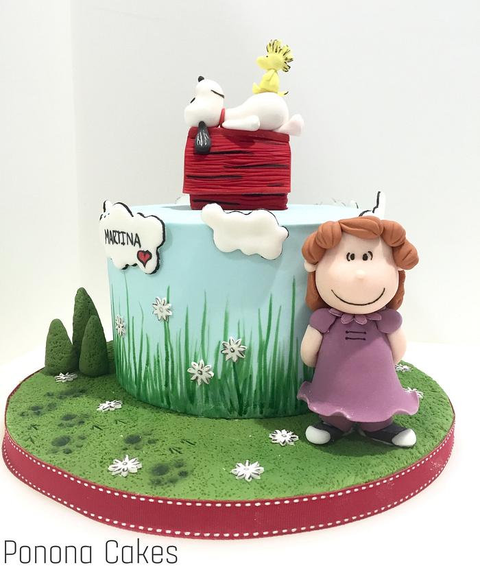 Snoopy first communion cake