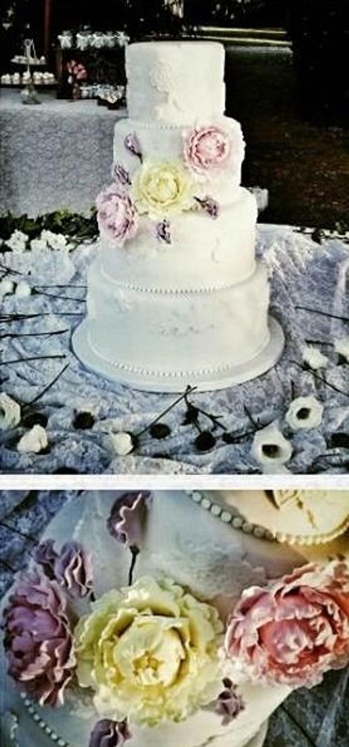 Peony Wedding Cake