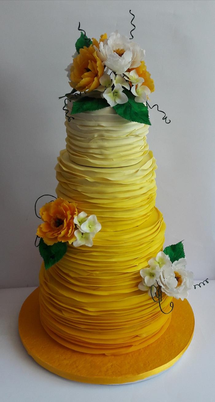 Yellow ombre wedding cake 