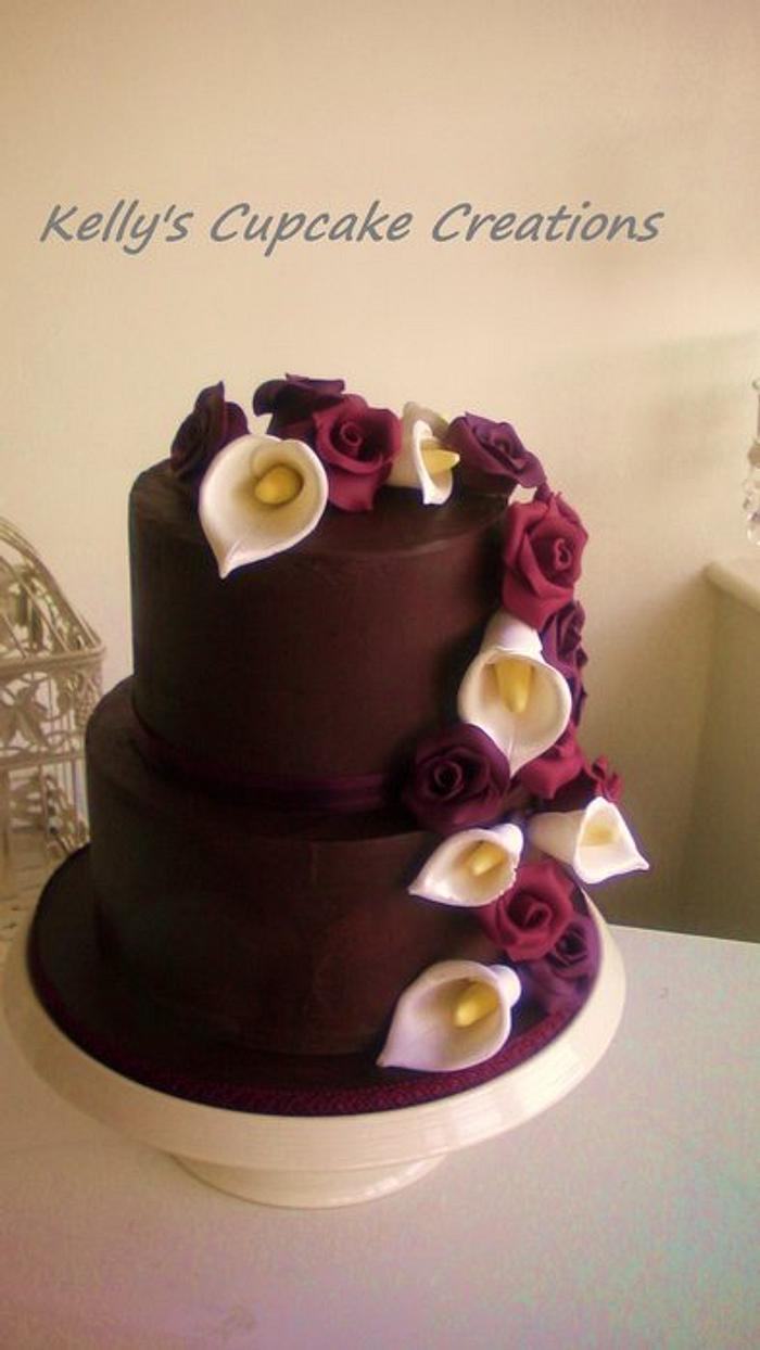 Beautiful & Elegant Chocolate Ganache Wedding Cake