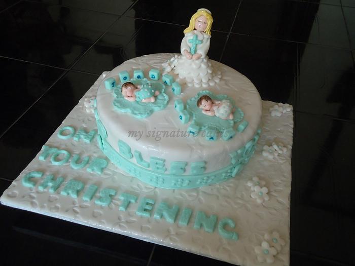 baptism cakes for twins....
