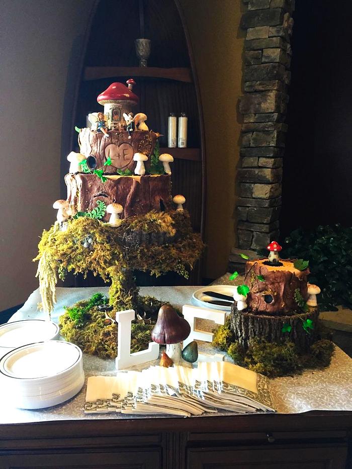 An enchanted forest wedding cake. 
