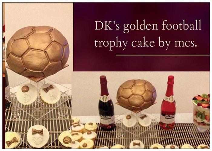 DK's golden football trophy cake