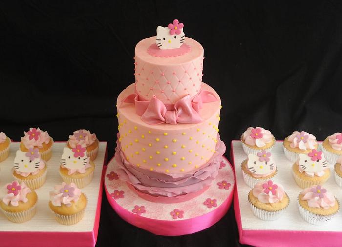 Hello Kitty Cake and Cupcakes