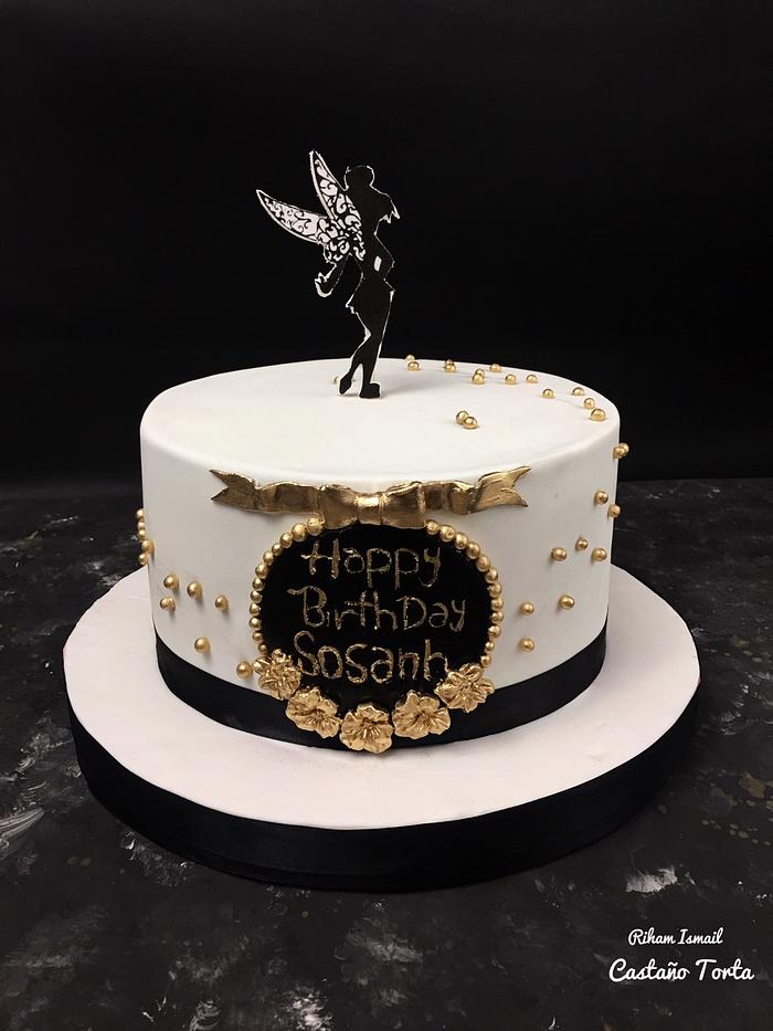 tinker bell silhouette cake 