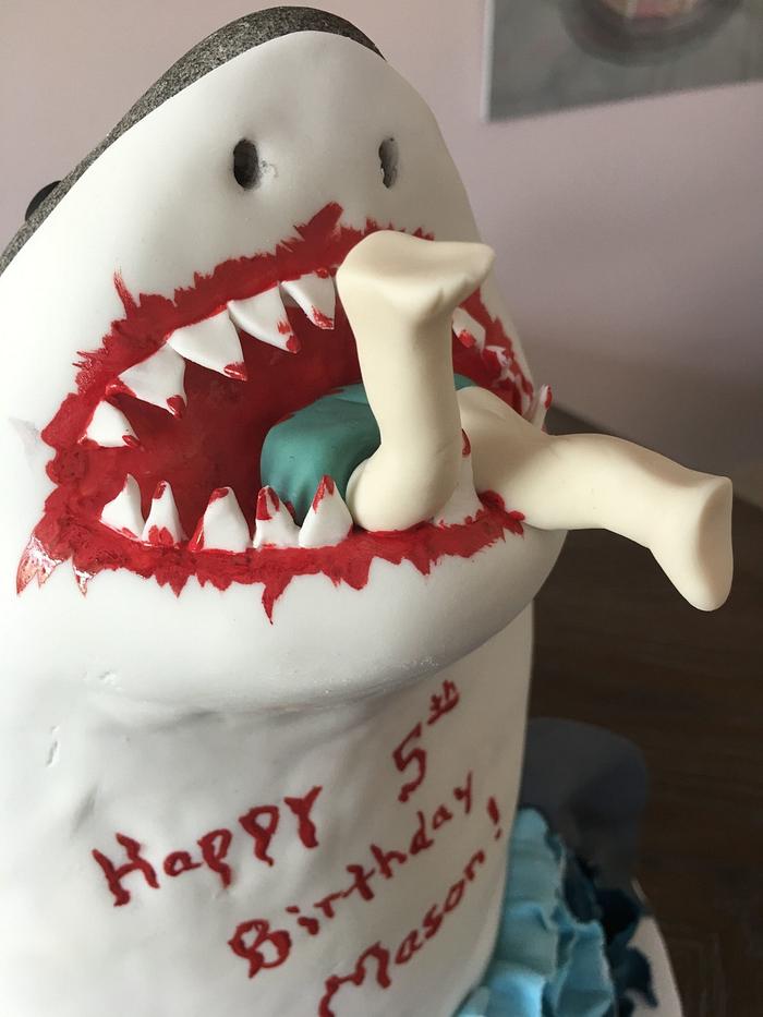3-D Shark Birthday Cake