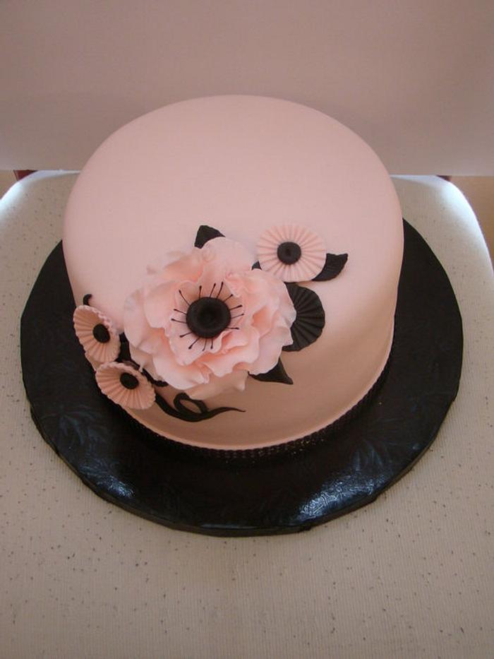 Pink/Black Birthday Cake