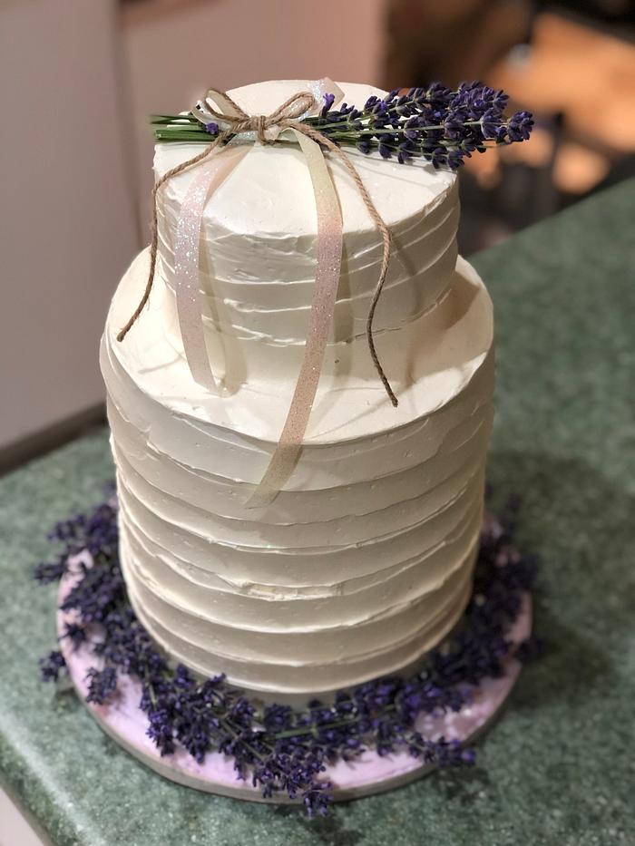 Buttercream with fresh lavender wedding