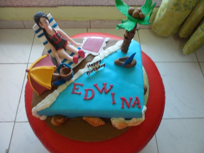 Beach themed Birthday cake