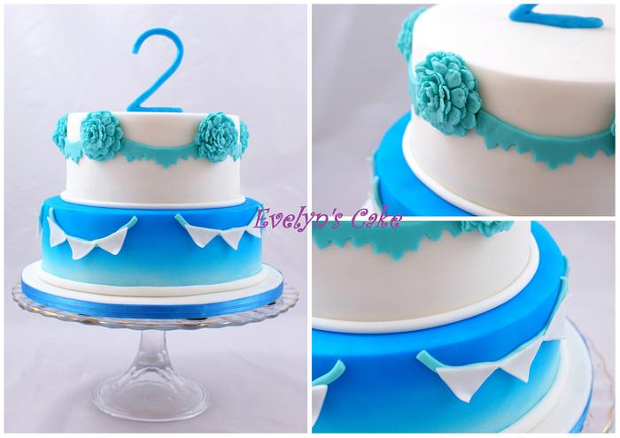 blue Ombre Cake for photo session