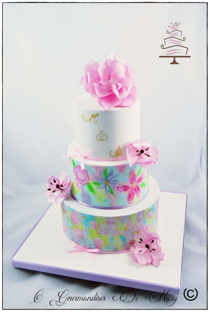 watercolor wedding cake 