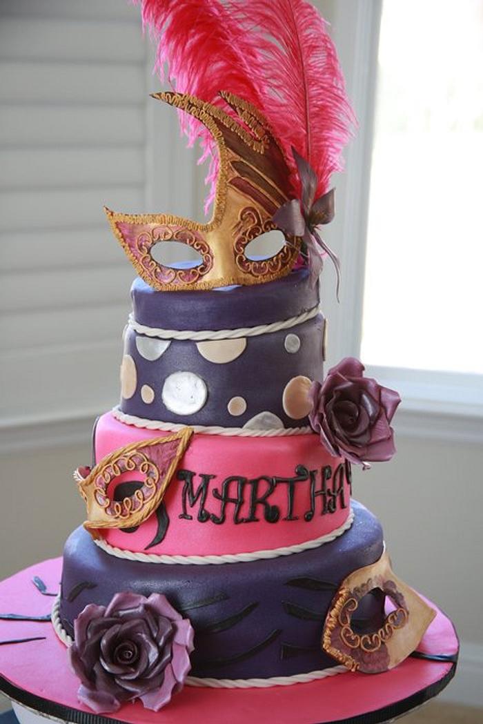 Masquerade theme bday cake 