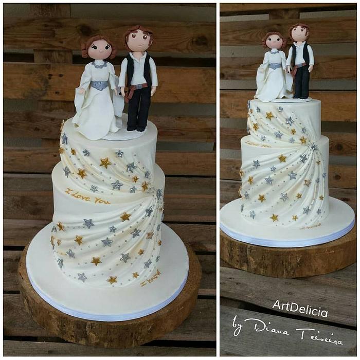 Bolo Casamento Star Wars - (Princess Leia and Han Solo) Star Wars Wedding Cake