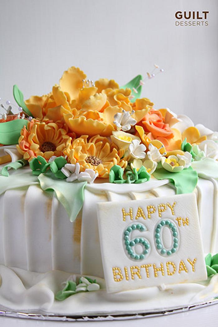 60th Flowers Cake