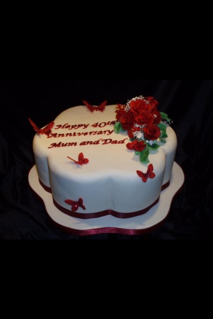 Mum and Dad's Ruby wedding anniversary cake