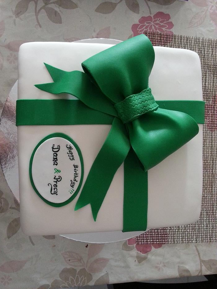 Green ribbon cake