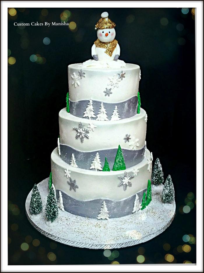 Winter wonderland baby shower cake!