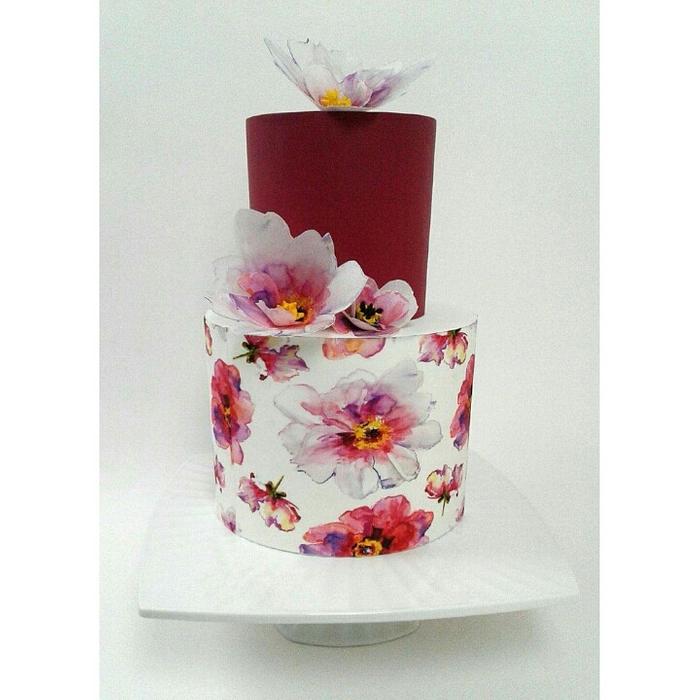 wafer paper flowers cake