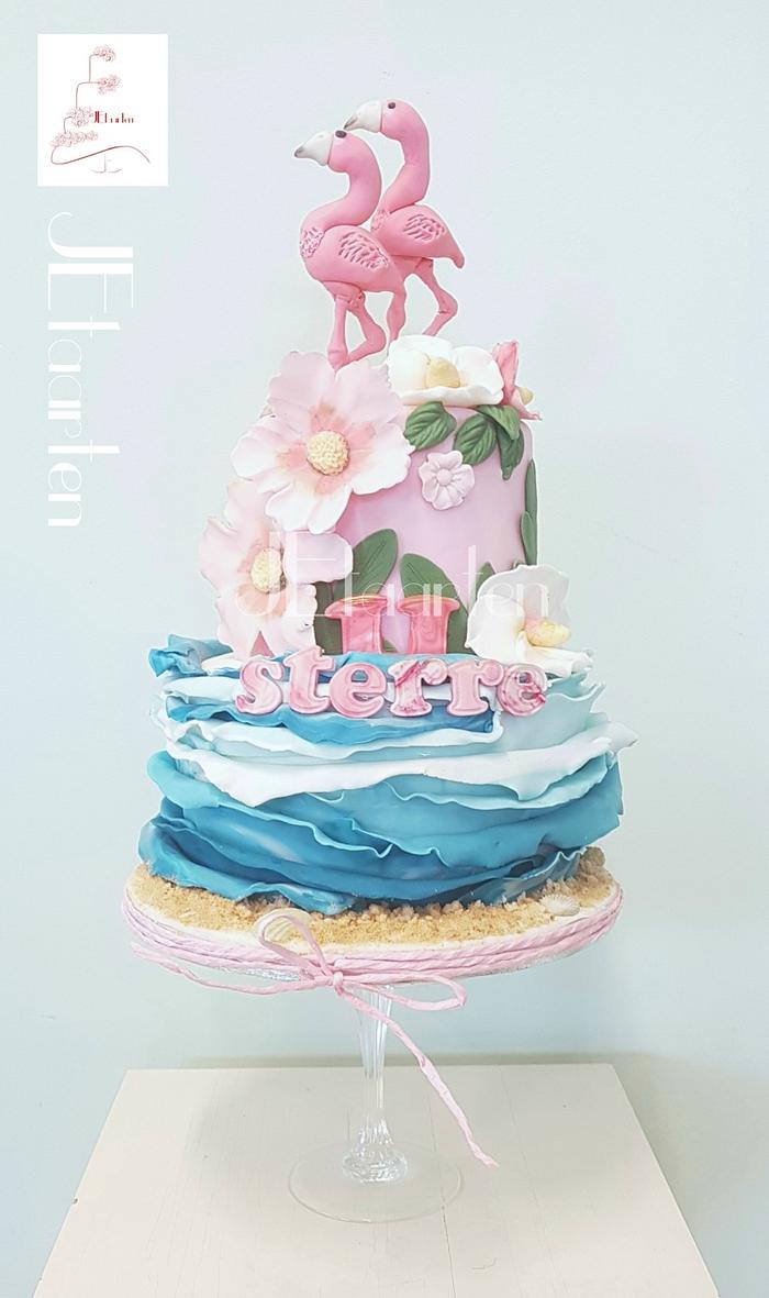 Summer flamingo birthday cake