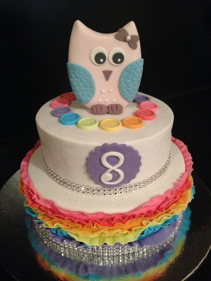 owl ruffle cake