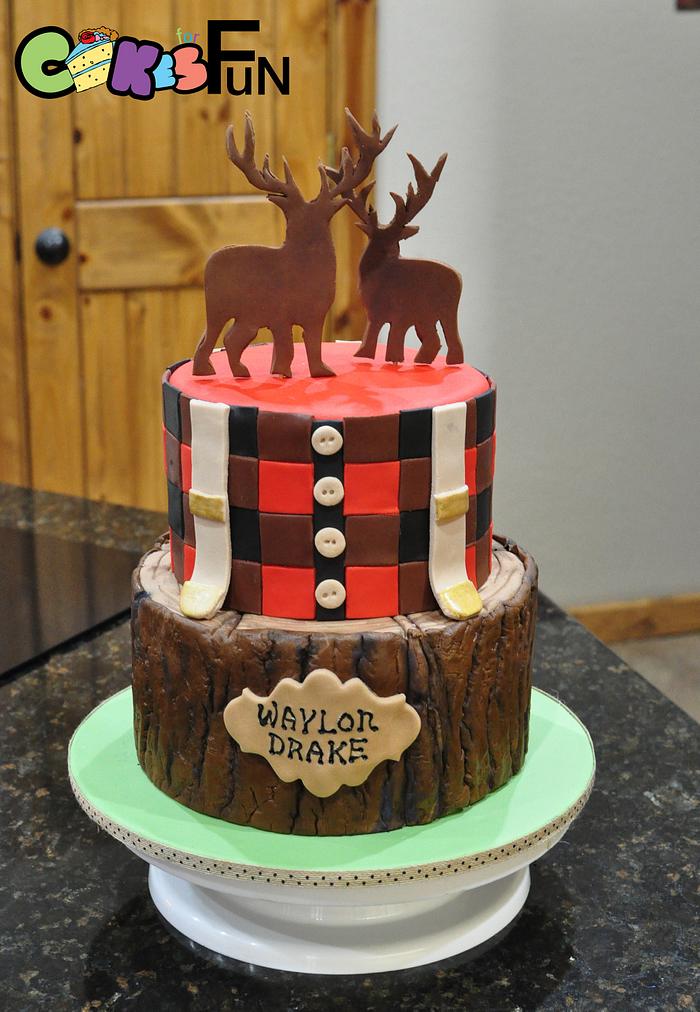 Lumberjack baby shower cake