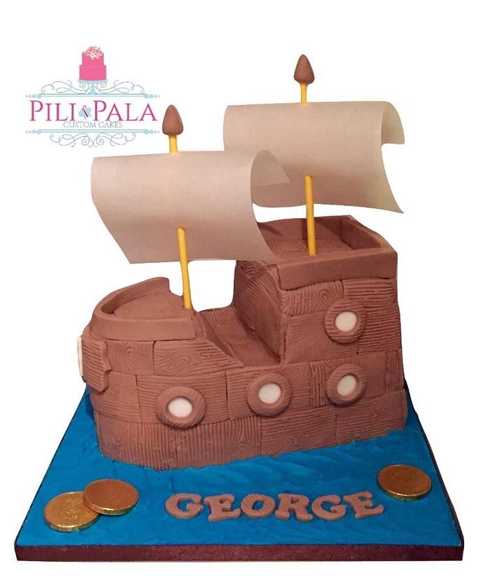3D pirate ship cake