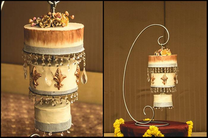 Hanging chandelier cake
