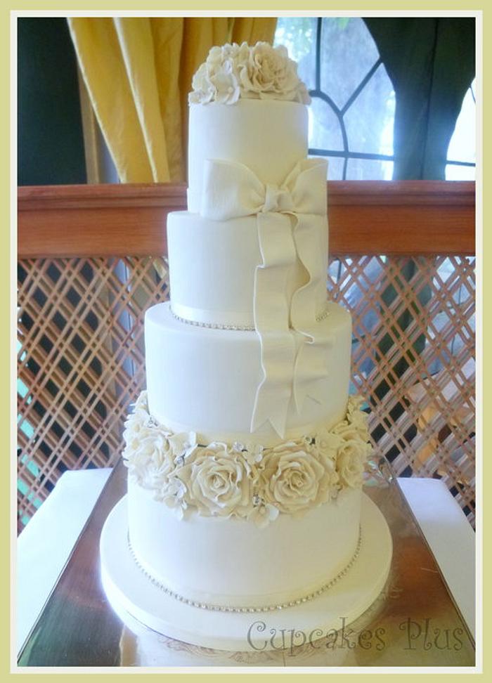 Ivory Rose Wedding Cake