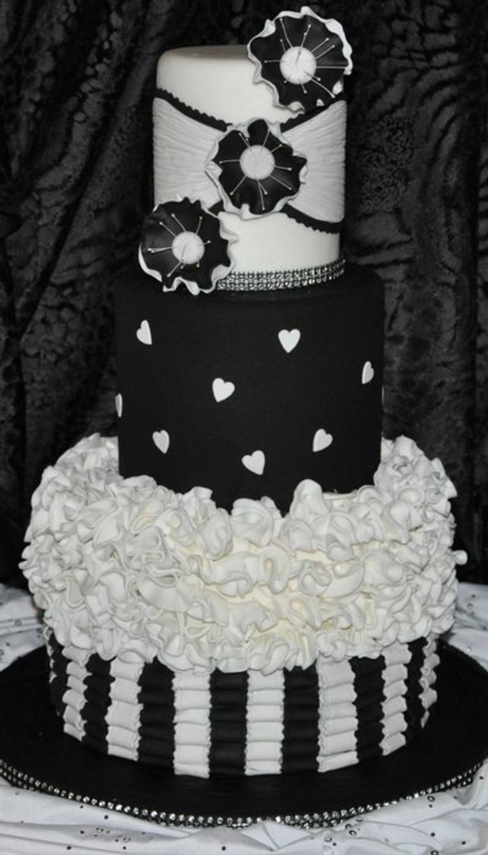 Black and white classy wedding cake