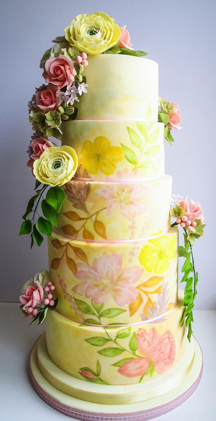 A summers garden wedding cake