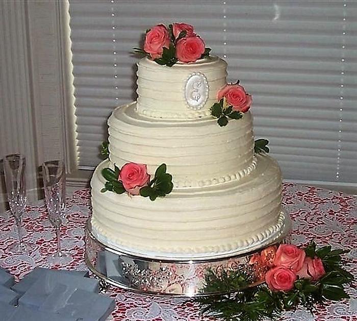 Pink Rose Wedding Cake 