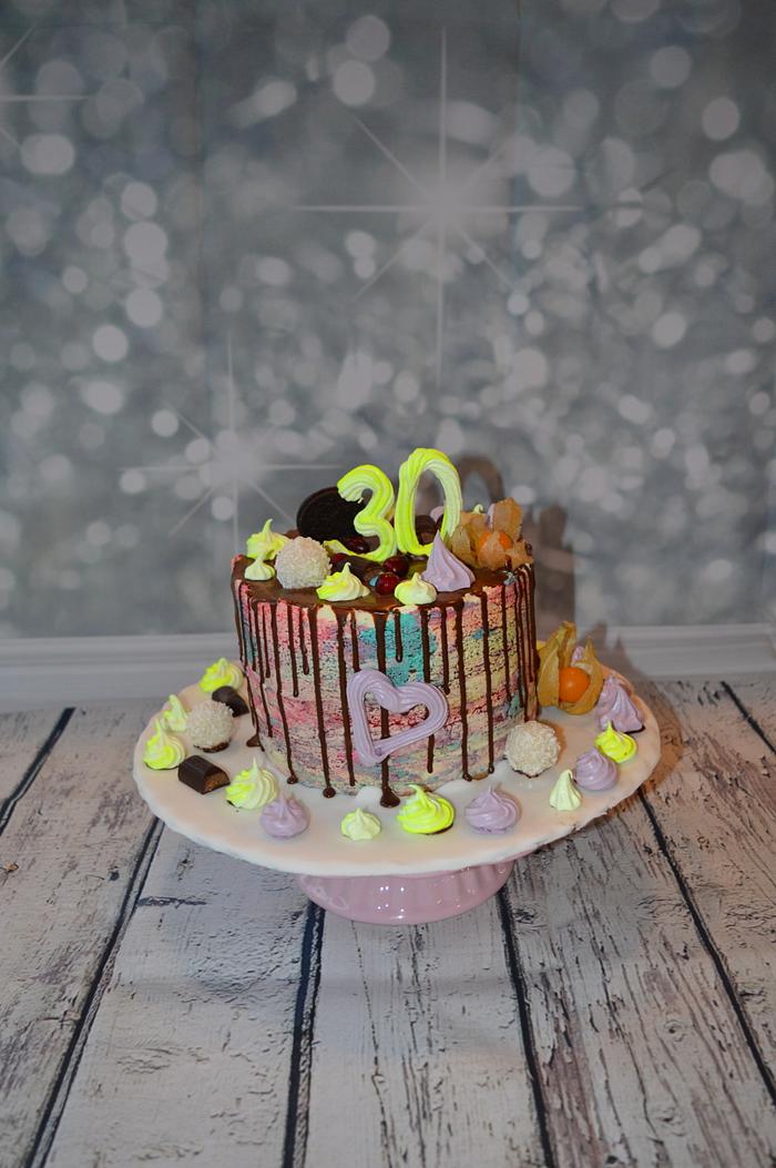 30 th birthday neon cake