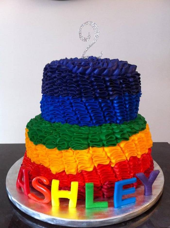 Rainbow Ruffle Cake 