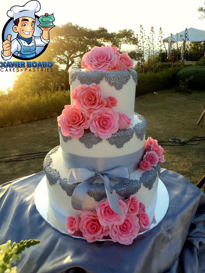 Pink & Gray wedding cake
