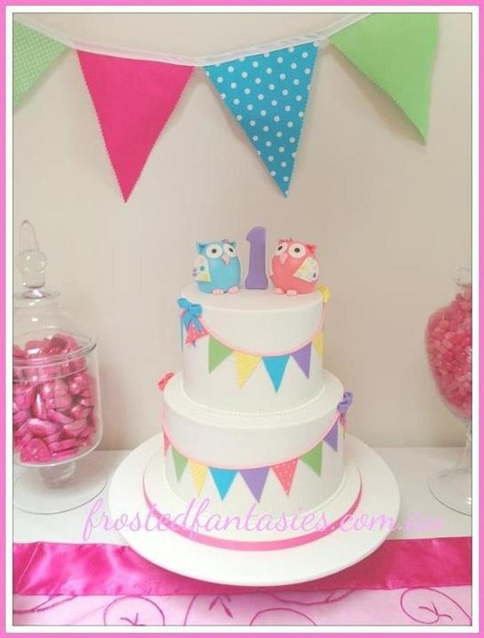 1st Birthday Owl lolly buffet and cake