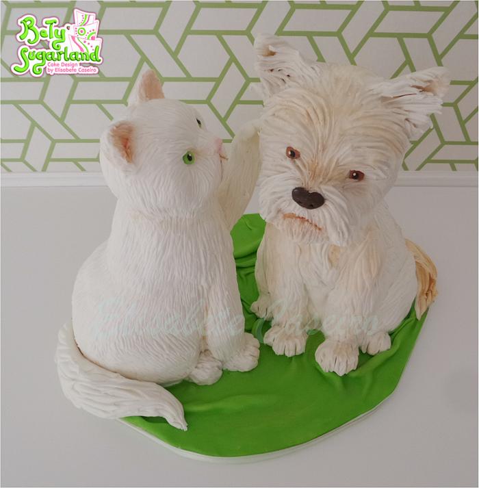 Cat and dog cake