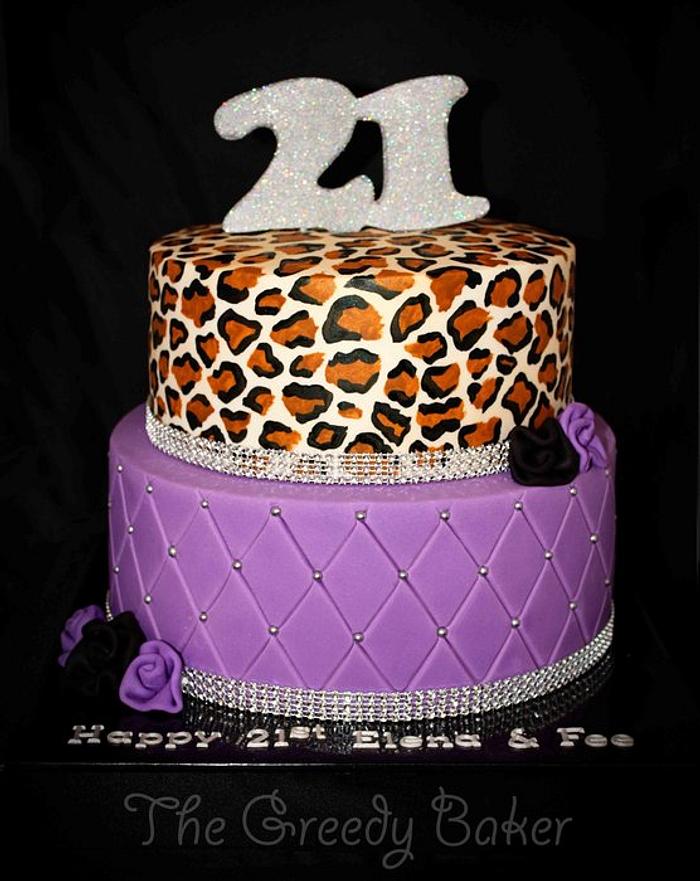 Leopard and Quilted tier cake
